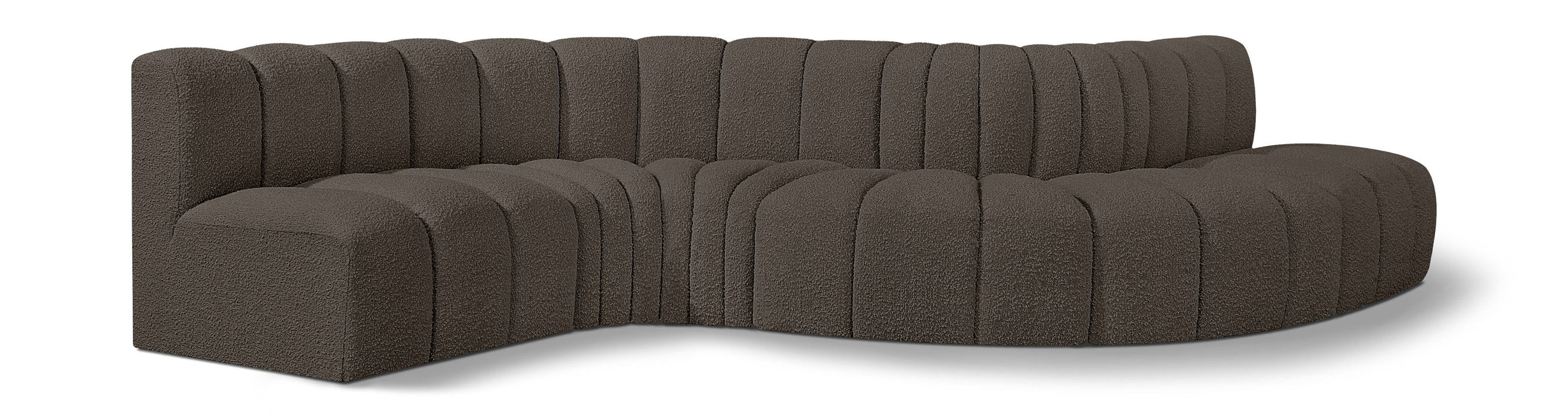 Arc - Boucle Fabric 6 Piece Curved Modular Sofa