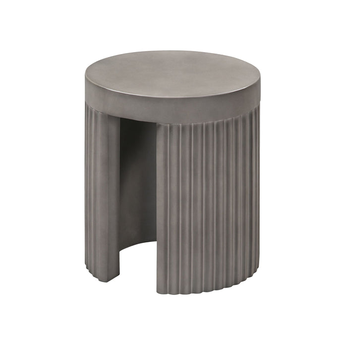 Wave - Round Indoor Or Outdoor Accent Stool End Table - Gray Concrete