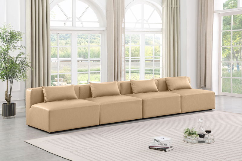 Cube - Modular 4 Piece Armless Sofa - Tan