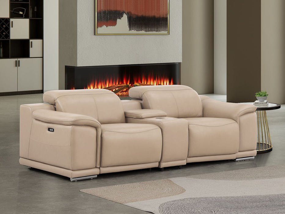 2679 - Genuine Leather Console Loveseat With Dual Power Recliners