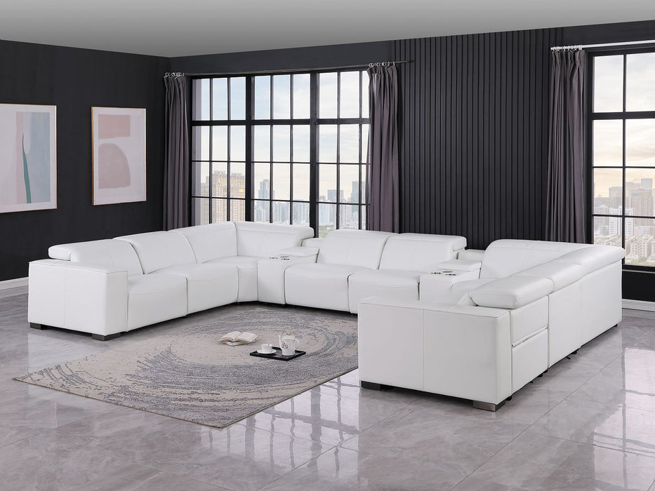 1208 - 10 Piece U Shaped Leather Sectional With 4 Power Recliners & Power Headrest