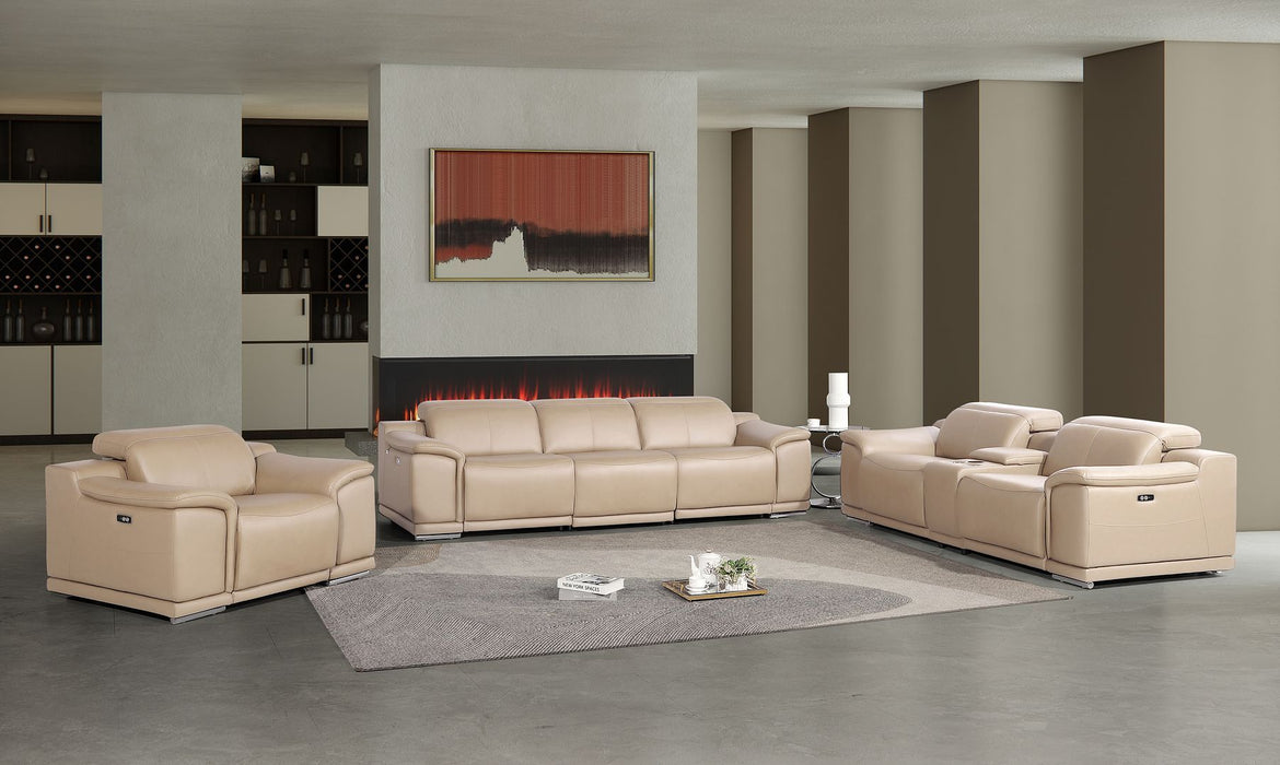 2679 - Power Reclining Sofa, Console Loveseat & Chair Set In Genuine Leather (6 Recliners)