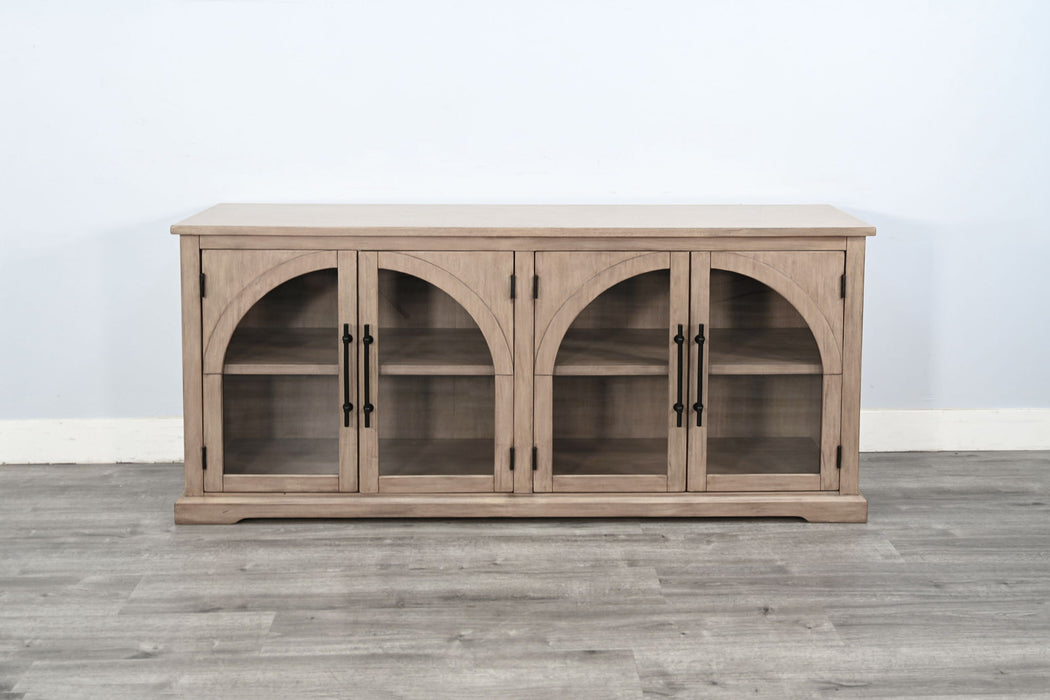 Elena - Modern Wood Display Cabinet With Arched Glass Doors