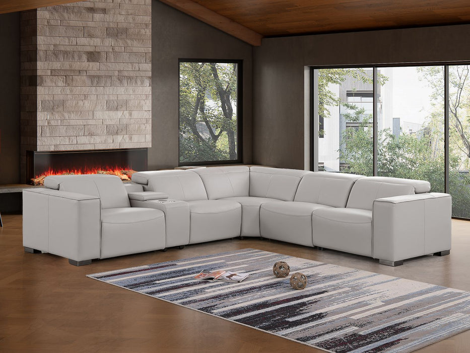 1208 - 6-Piece L-Shaped Leather Reclining Sectional With 3 Power Recliners