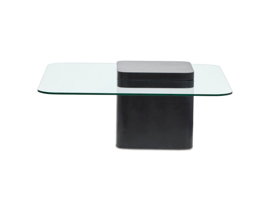 Donora - Square Cocktail Table - Clear Glass And Obsidian