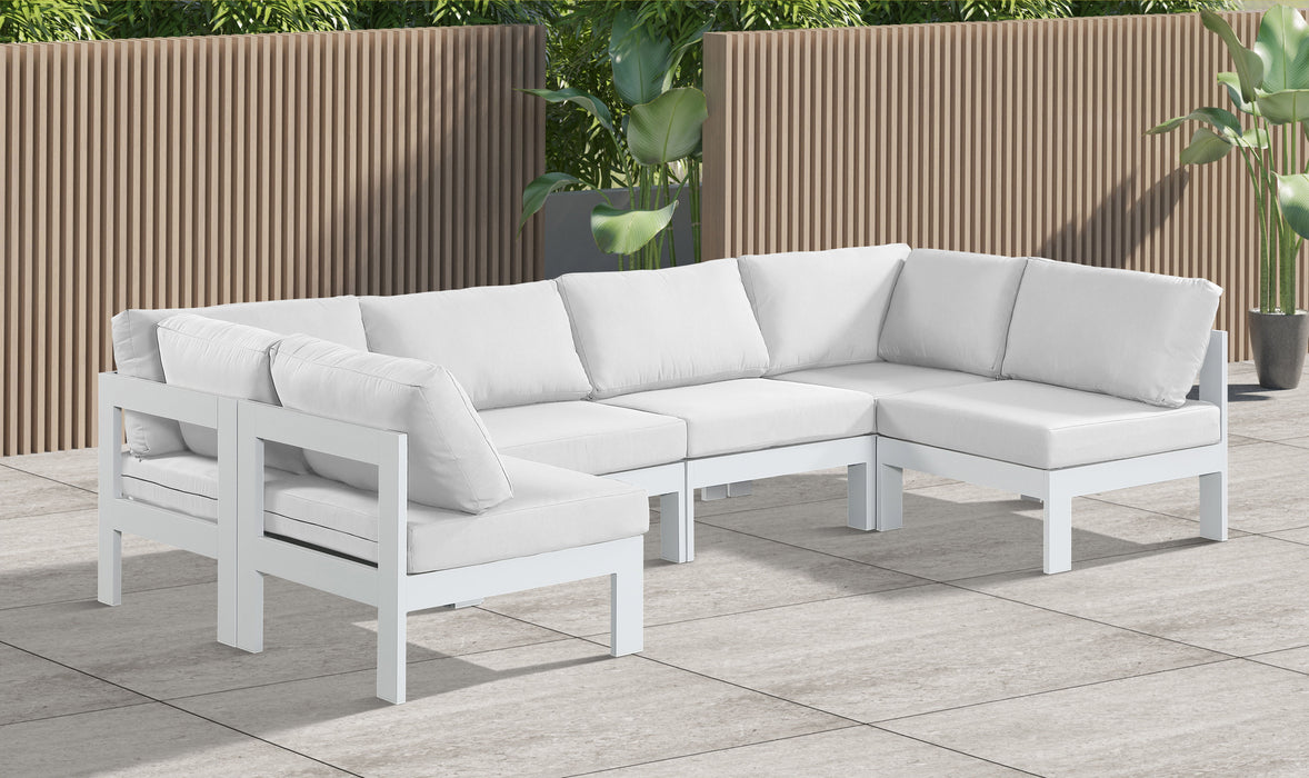 Nizuc - Outdoor Patio 6 Piece Modular Sectional With White Frame
