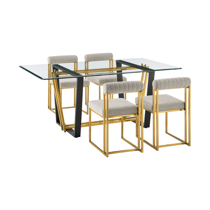 Kai Anastasia - Rectangular Glass Dining Table Set - Gold Brushed Base