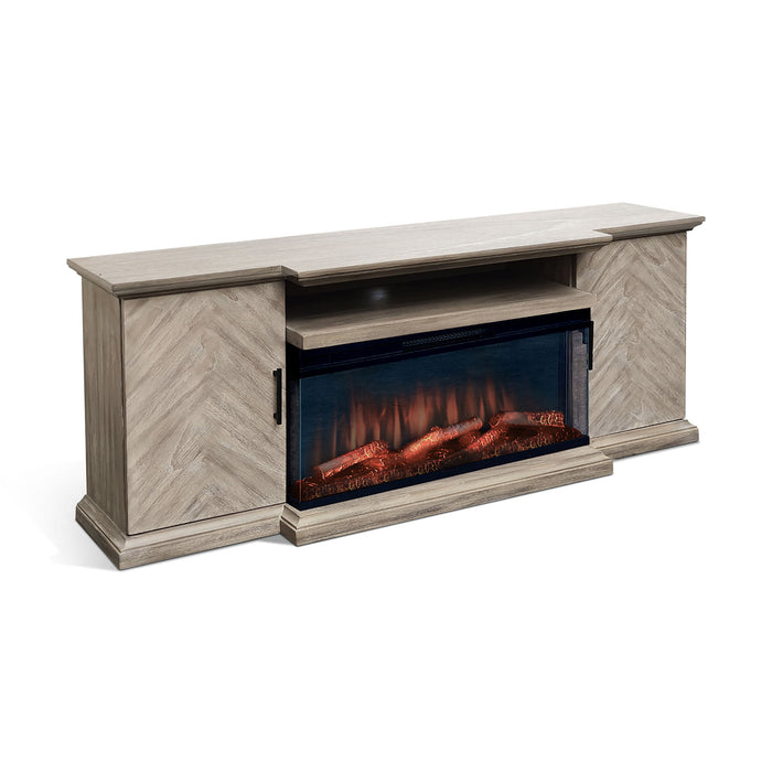 51.5" Wide Arch Bookcase With Electric Fireplace - Wheat