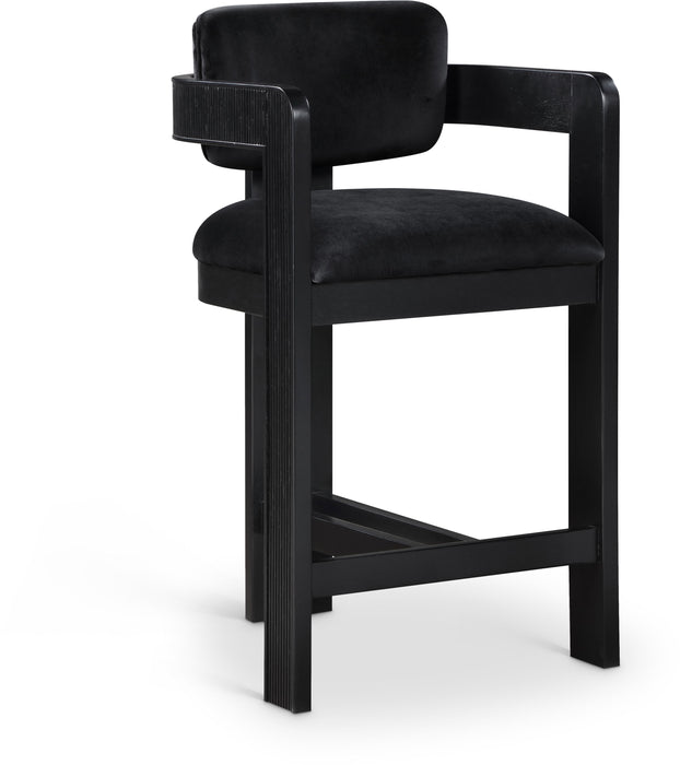 Sacha - Velvet Stool With Black Base