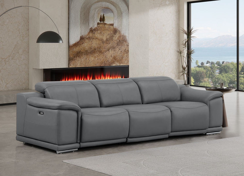 2679 - Genuine Leather Sofa With 3 Power Recliners