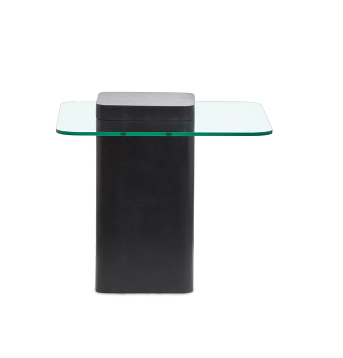 Donora - Square End Table - Clear Glass And Obsidian
