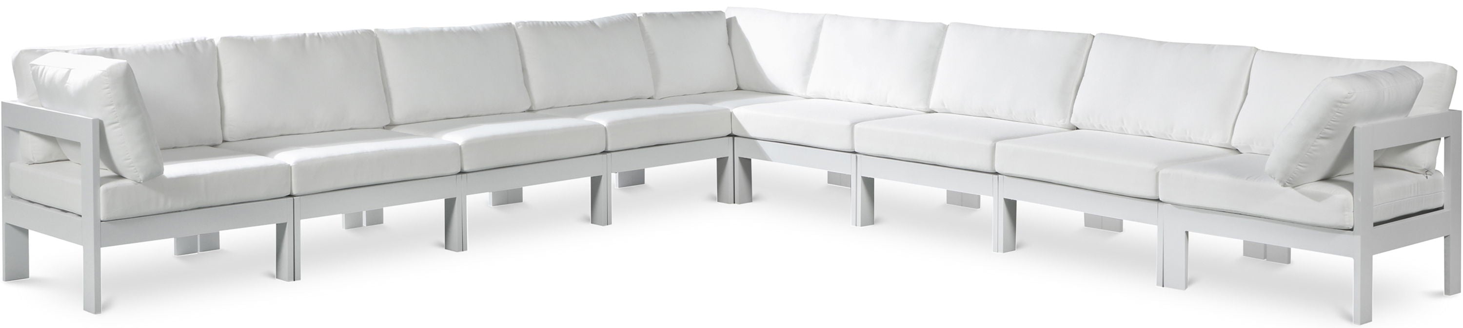 Nizuc - Outdoor Patio 9 Piece Modular Sectional With White Frame