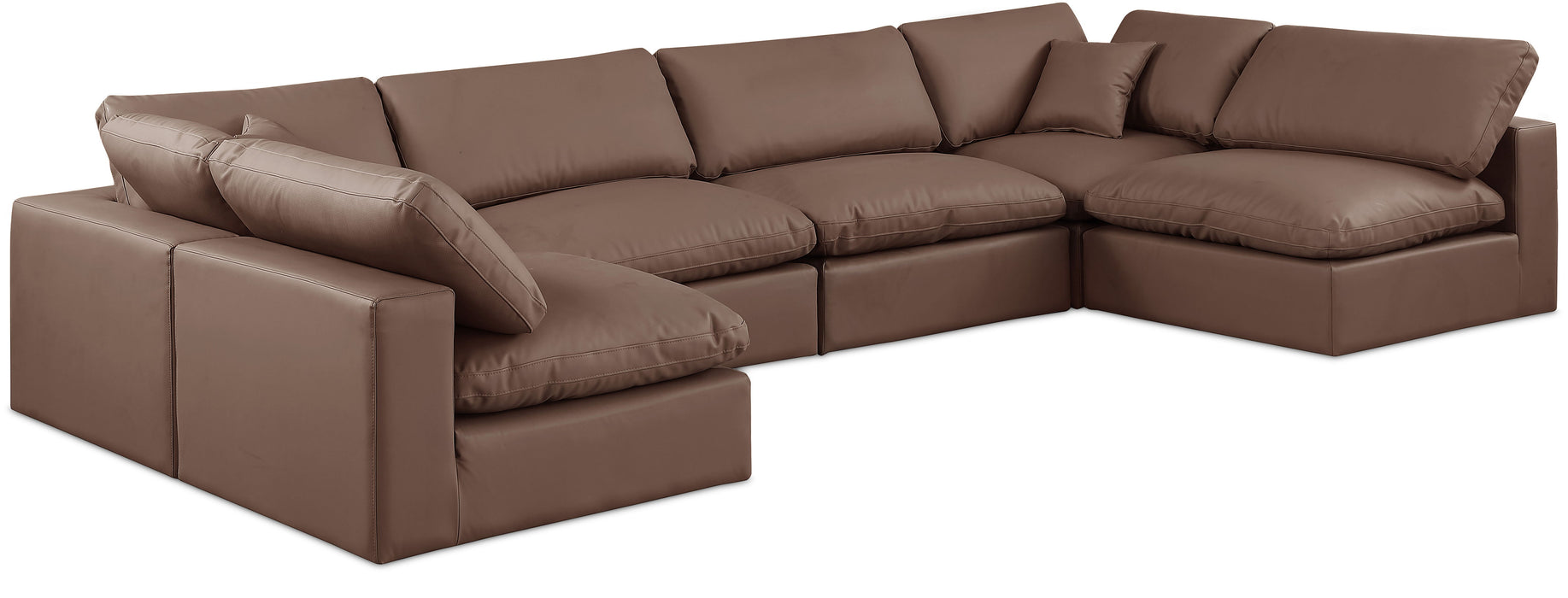 Comfy - 6 Piece Faux Leather Modular Armless Sectional