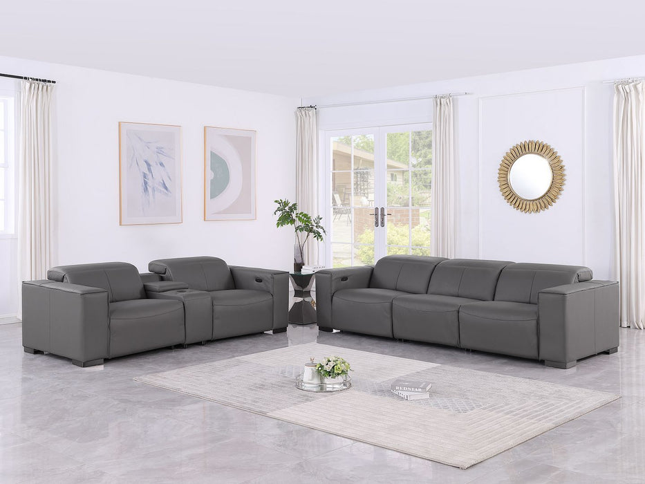 1208 - Leather Reclining Set (Sofa & Loveseat With 5 Power Recliners)