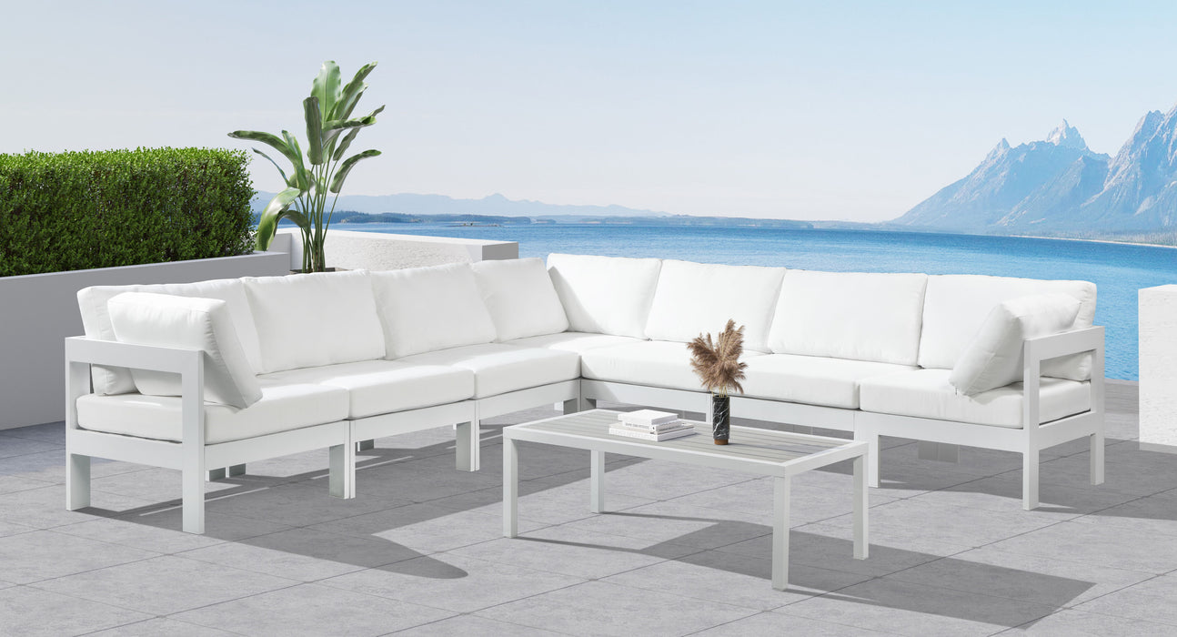 Nizuc - Outdoor Patio 7 Piece Modular Sectional With White Frame