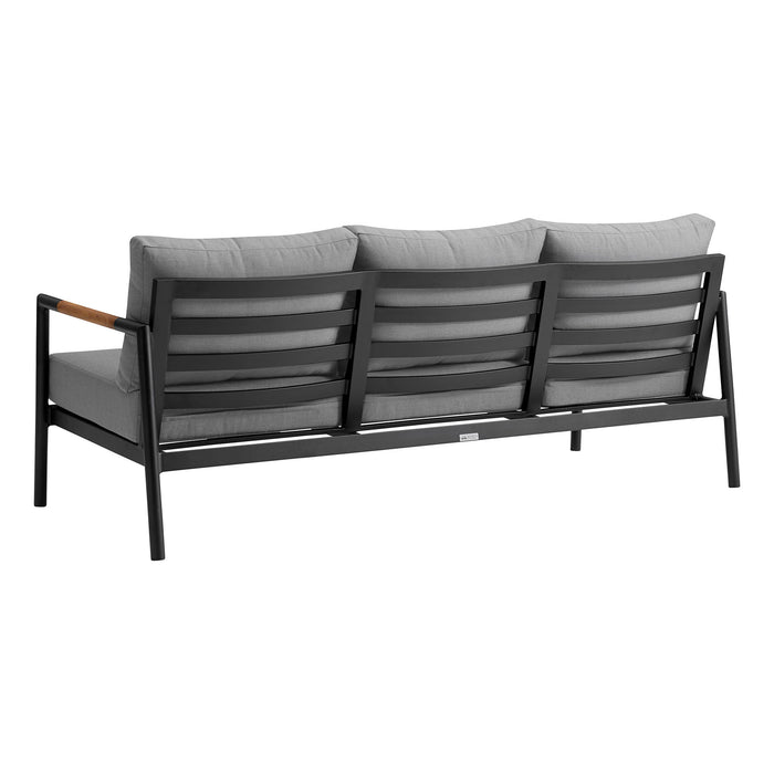 Crown - 4 Piece Outdoor Seating Set With Cushion - Black / Teak