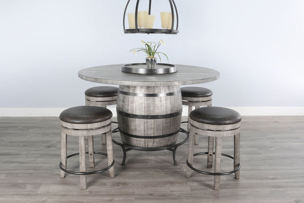 Round 5 Piece Pub Table With Wine Barrel Set