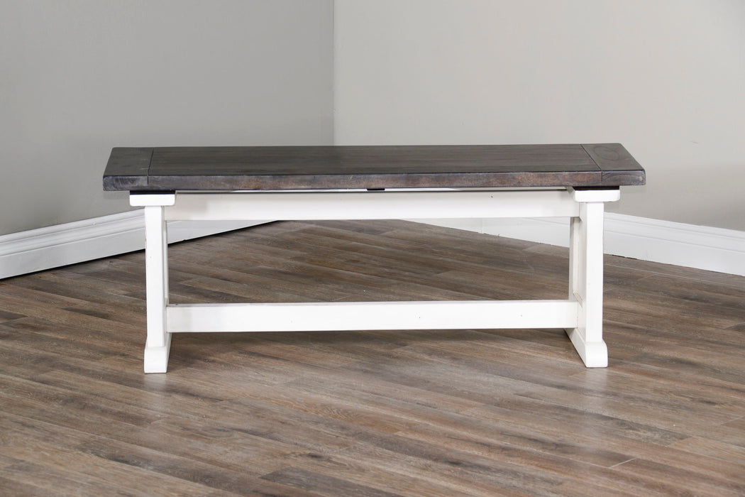 Carriage House - Wood Side Bench - Cottage White / Europen Dark