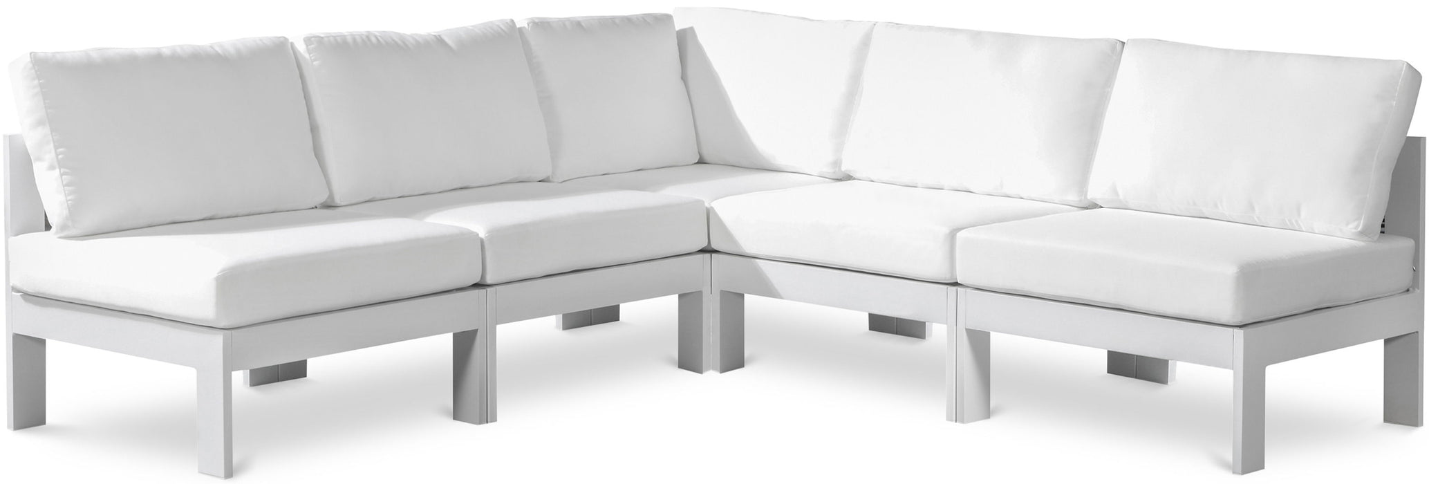 Nizuc - Outdoor Patio 5 Piece Modular Sectional With White Frame
