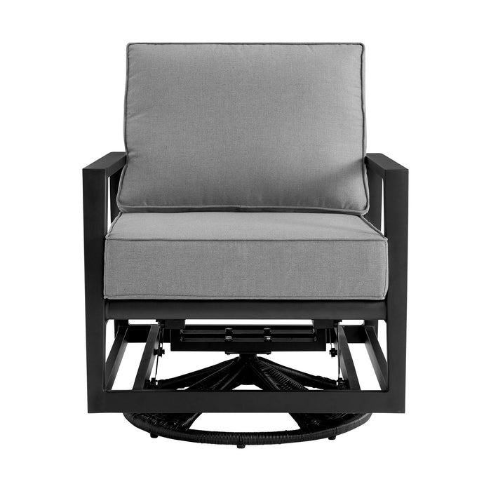 Cayman - Black Aluminum Outdoor Swivel Glider Chair With Cushion - Black / Dark Gray