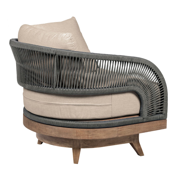Orbit - Swivel Outdoor Patio Chair - Weathered Eucalyptus / Taupe