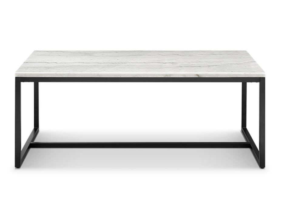 Torin - Rectangular Cocktail Table - White Marble And Matte Black