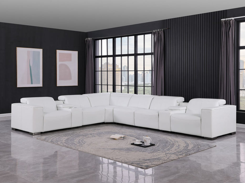 1208 - 8 Piece L Shaped Leather Sectional With 3 Power Recliners & Power Headrests