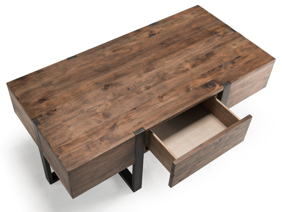 Prescott - Modern Reclaimed Wood Condo Rectangular Cocktail Table - Rustic Honey