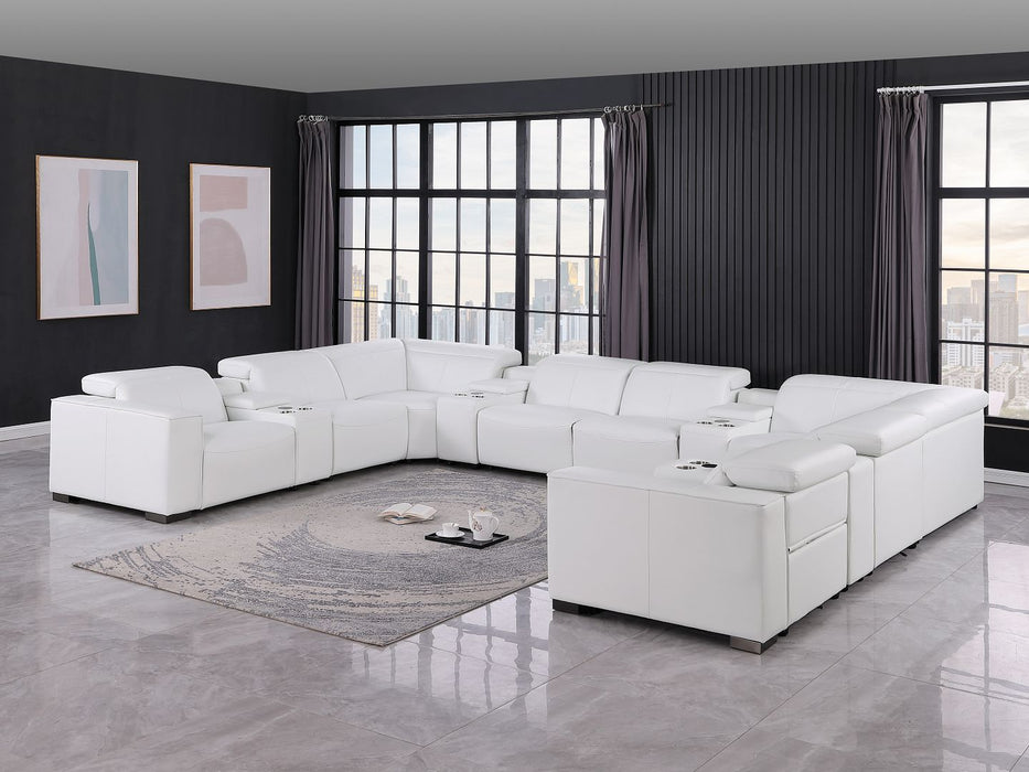 1208 - 12 Piece U Shaped Leather Sectional With 4 Power Recliners & Power Headrest