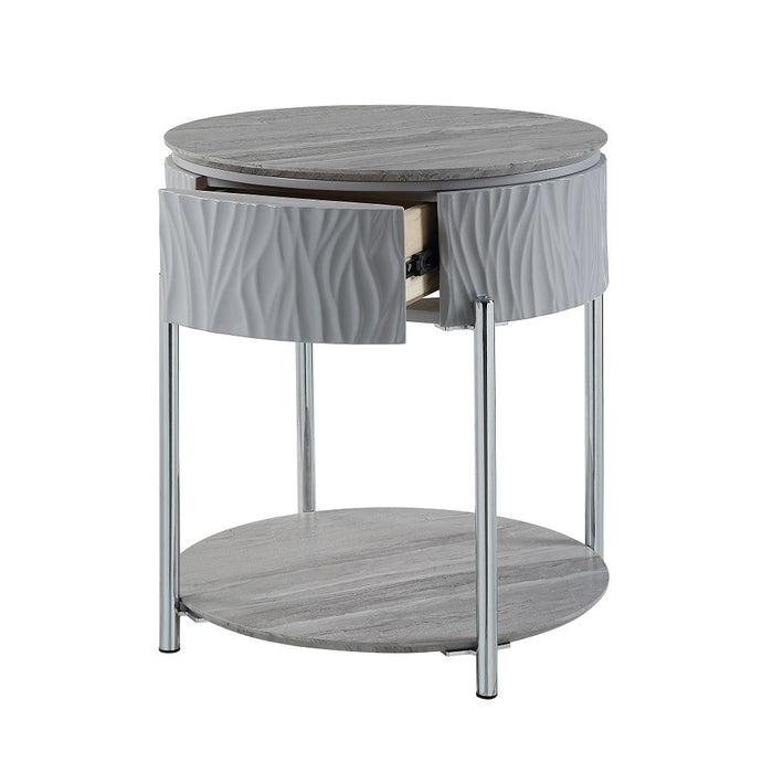 Yukino - End Table - Gray High & Chrome