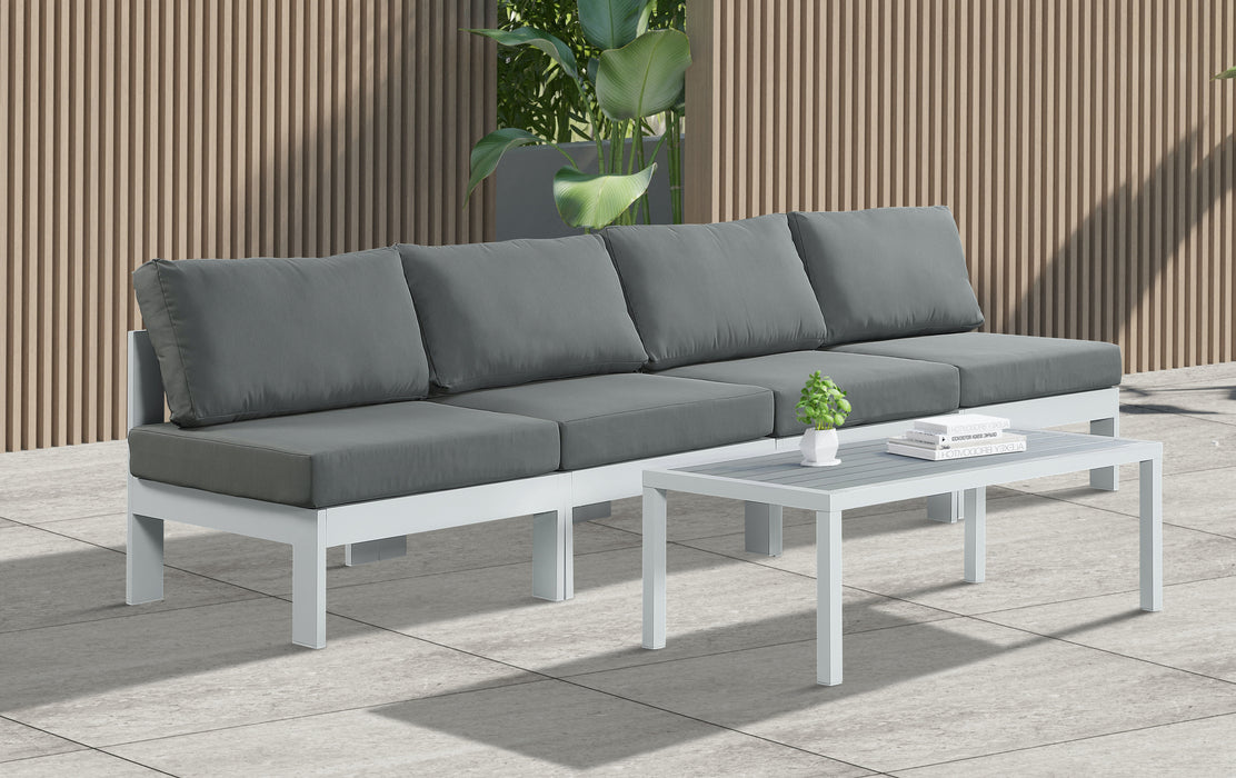 Nizuc - Outdoor Patio 4 Seat Armless Modular Sofa With White Frame