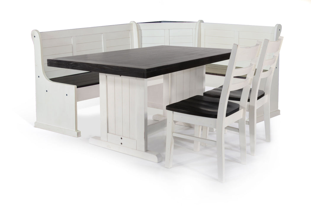 Carriage House - Wood Breakfast Nook Dining Set - Cottage White / Europen Dark