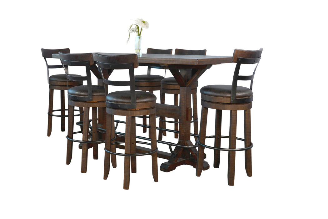 Homestead - Rectangular Full Back Barstool Pub Table Set