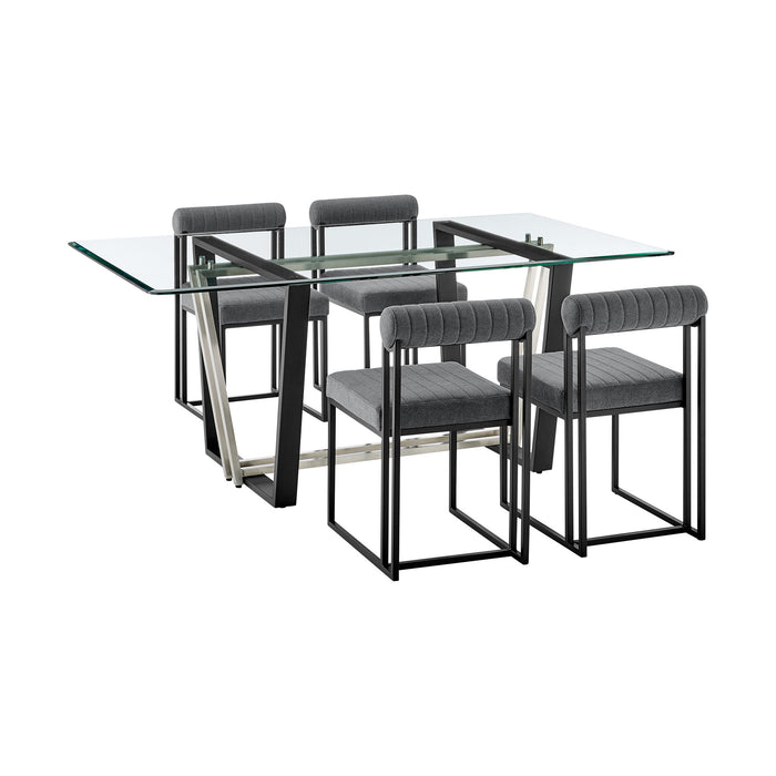 Kai Anastasia - Rectangular Glass Dining Table Set - Matte Black Base
