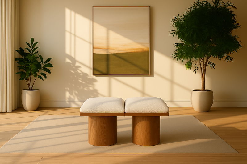 Pavilion - 2 Piece Modular Bench With Brown Base