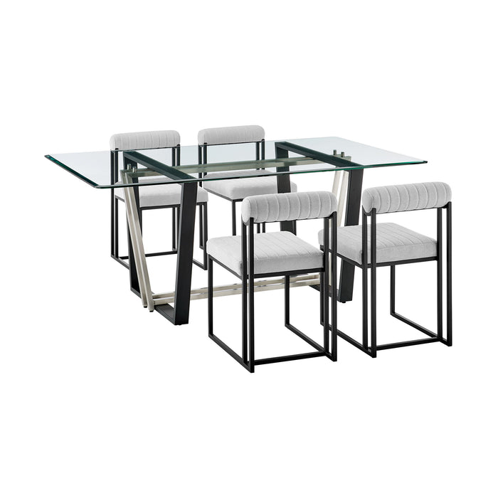 Kai Anastasia - Rectangular Glass Dining Table Set - Matte Black Base