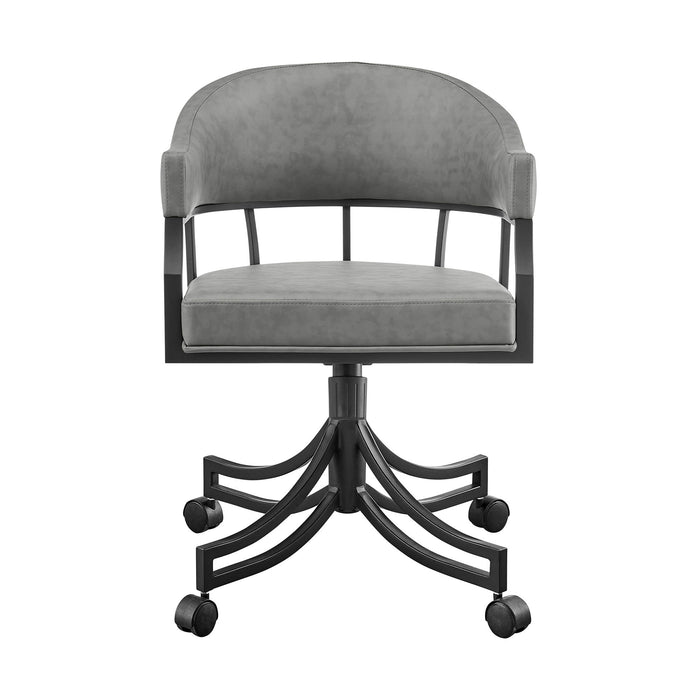 Tibet - Swivel Rolling Dining Chair - Matte Black / Vintage Gray