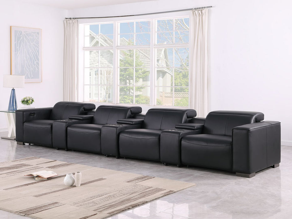 1208 - 7 Piece Leather Sofa With 4 Power Recliners And Power Headrests