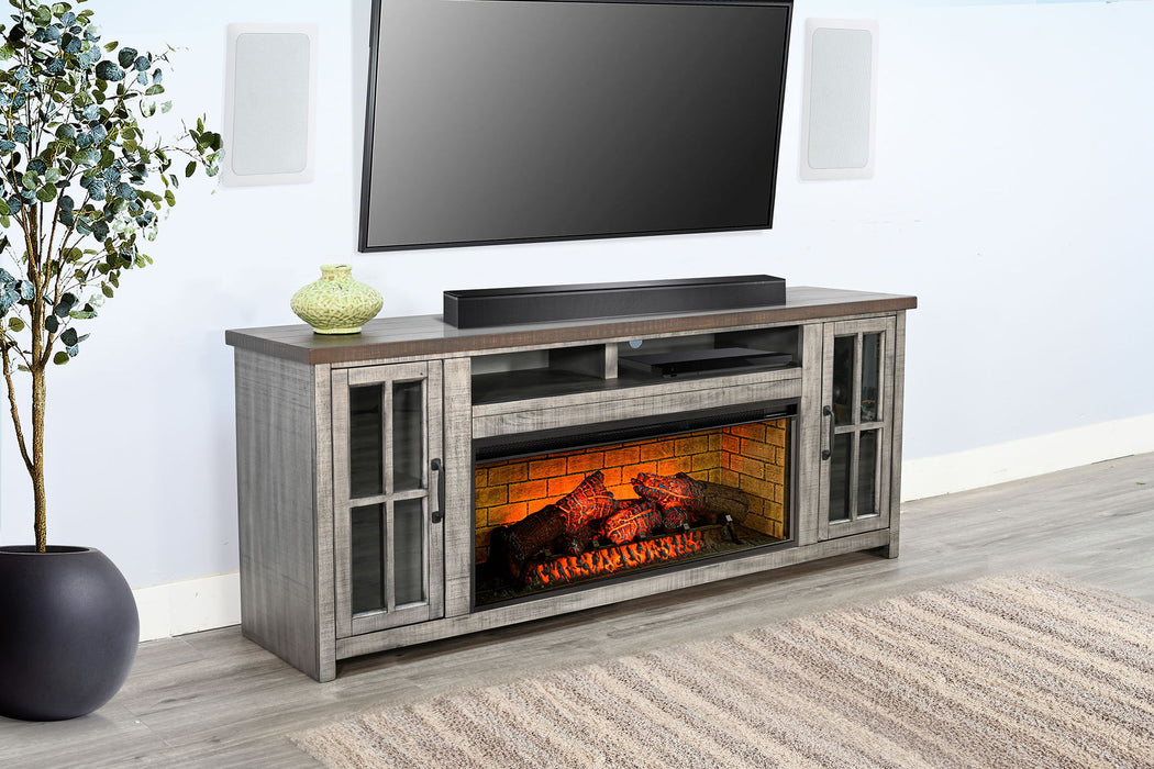 76" Media Console With Electric Fireplace