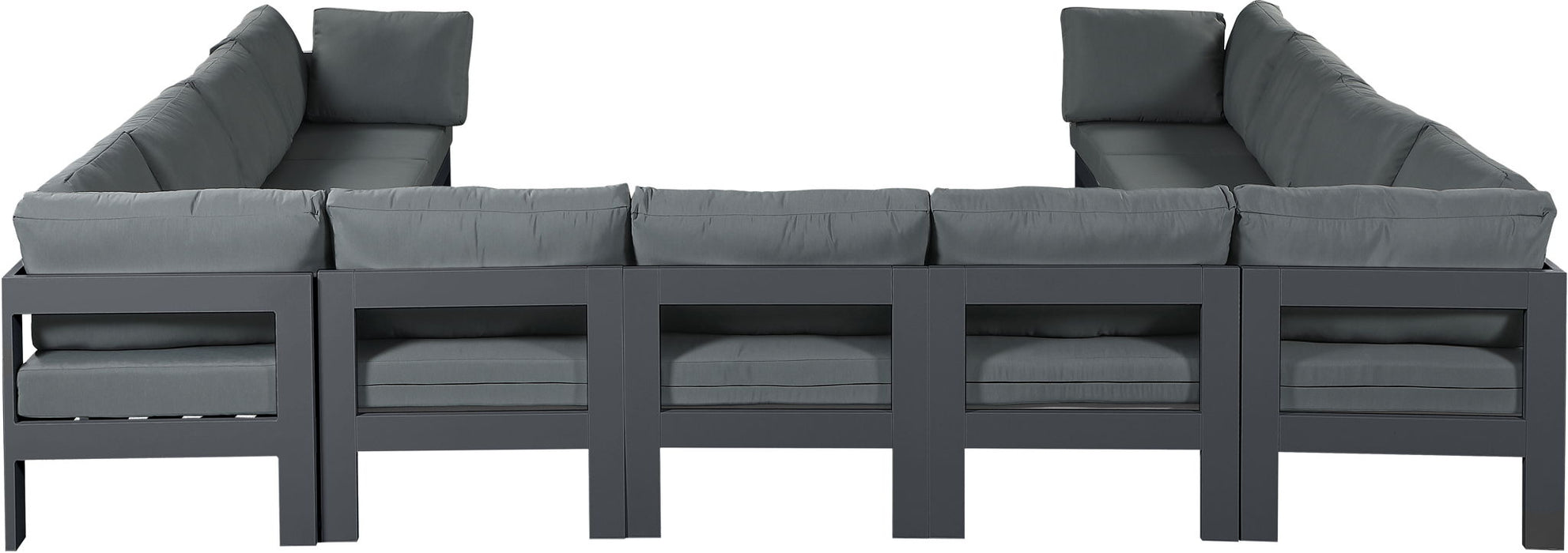 Nizuc - Outdoor Patio 11 Piece Modular Sectional With Gray Frame