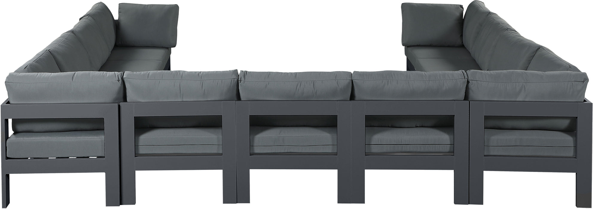Nizuc - Outdoor Patio 11 Piece Modular Sectional With Gray Frame