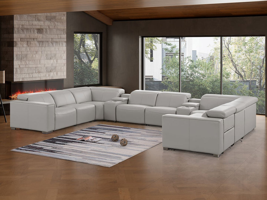 1208 - 10 Piece U Shaped Leather Sectional With 4 Power Recliners & Power Headrest