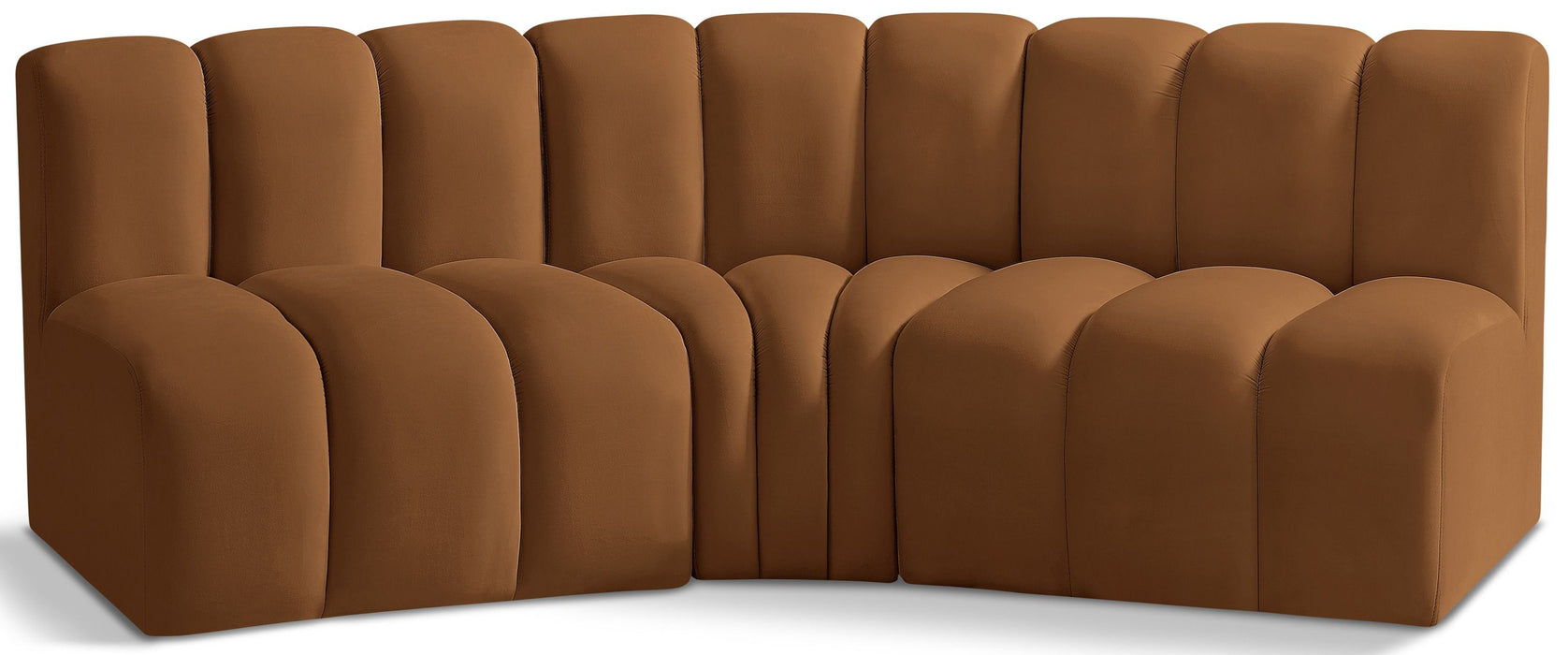 Arc - Velvet 3 Piece Modular Corner Sofa - Saddle