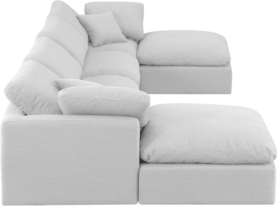 Indulge - Linen 6 Piece Modular Double Chaise Sectional - White