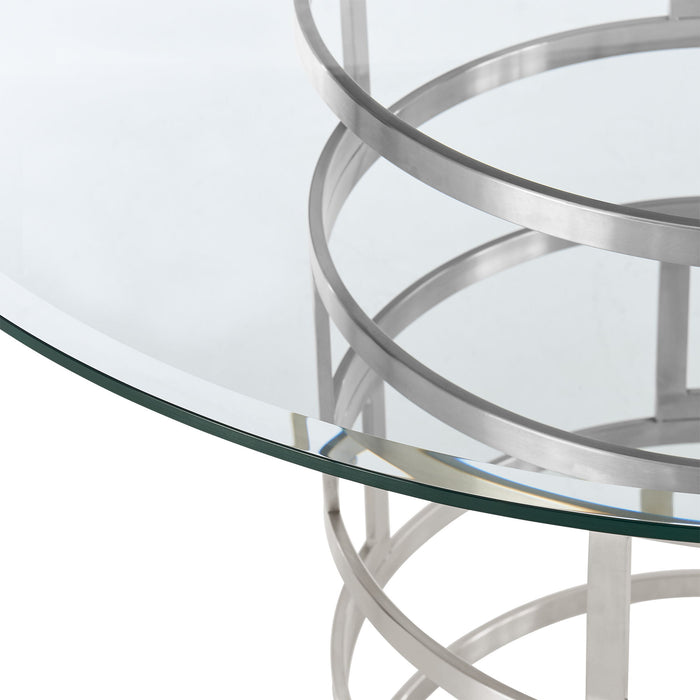 Diaz - Contemporary Round Dining Table - Silver
