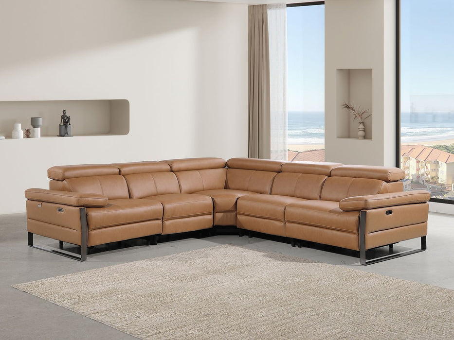 1246 - 5-Piece L-Shaped Modular Power Reclining Sectional With Power Headrests