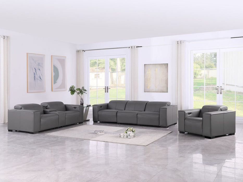 1208 - Modular Leather Set With 5 Power Recliners & Power Headrests