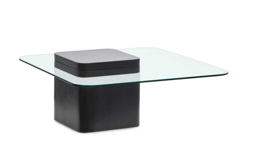 Donora - Square Cocktail Table - Clear Glass And Obsidian
