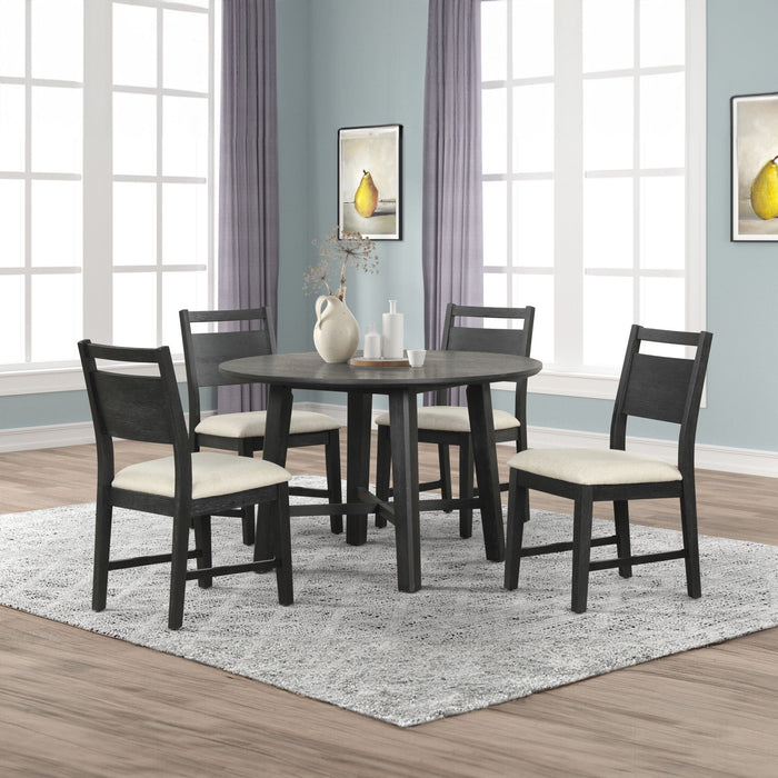 Sable Crest - 5 Piece Set (Round Dining Table & 4 Chairs) - Black