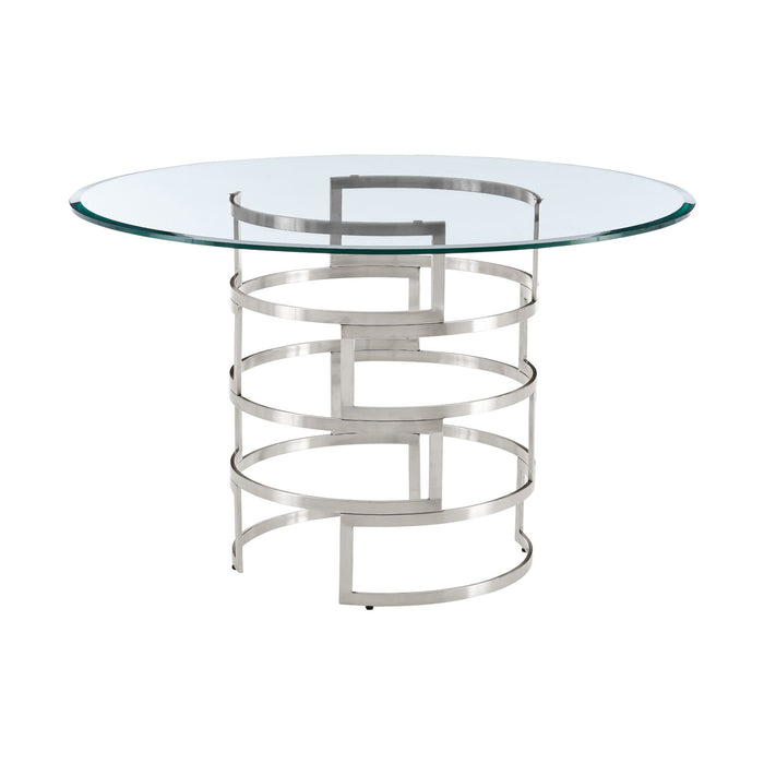 Diaz - Contemporary Round Dining Table - Silver